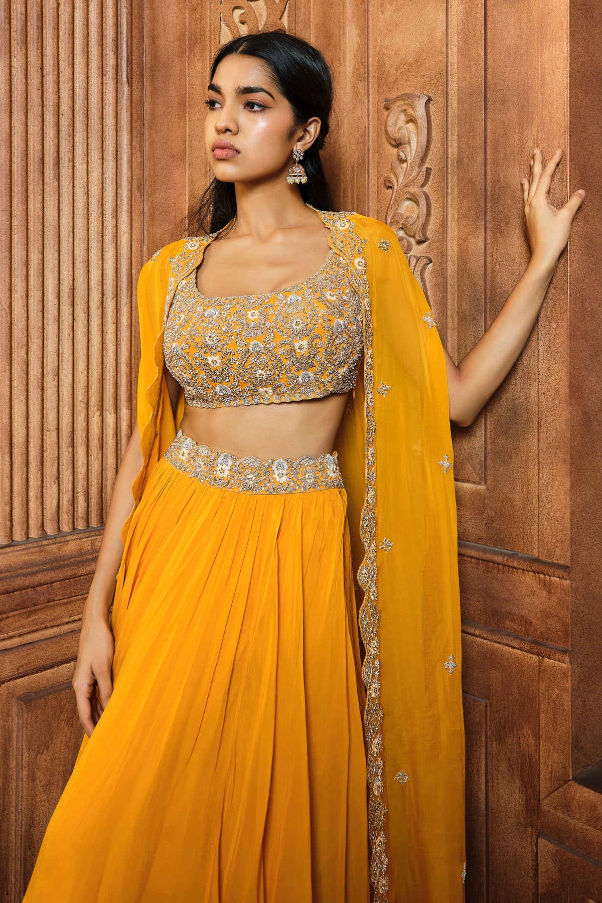 Yellow Gold Cape Skirt Set