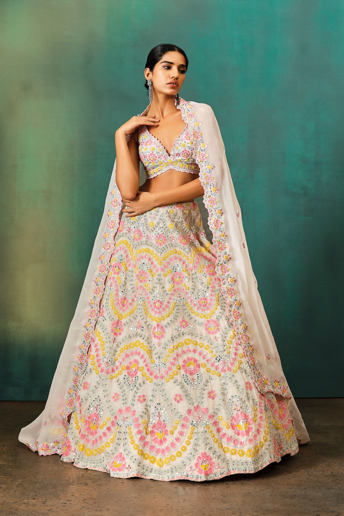 Pastel Applique Highlight Lehenga Set