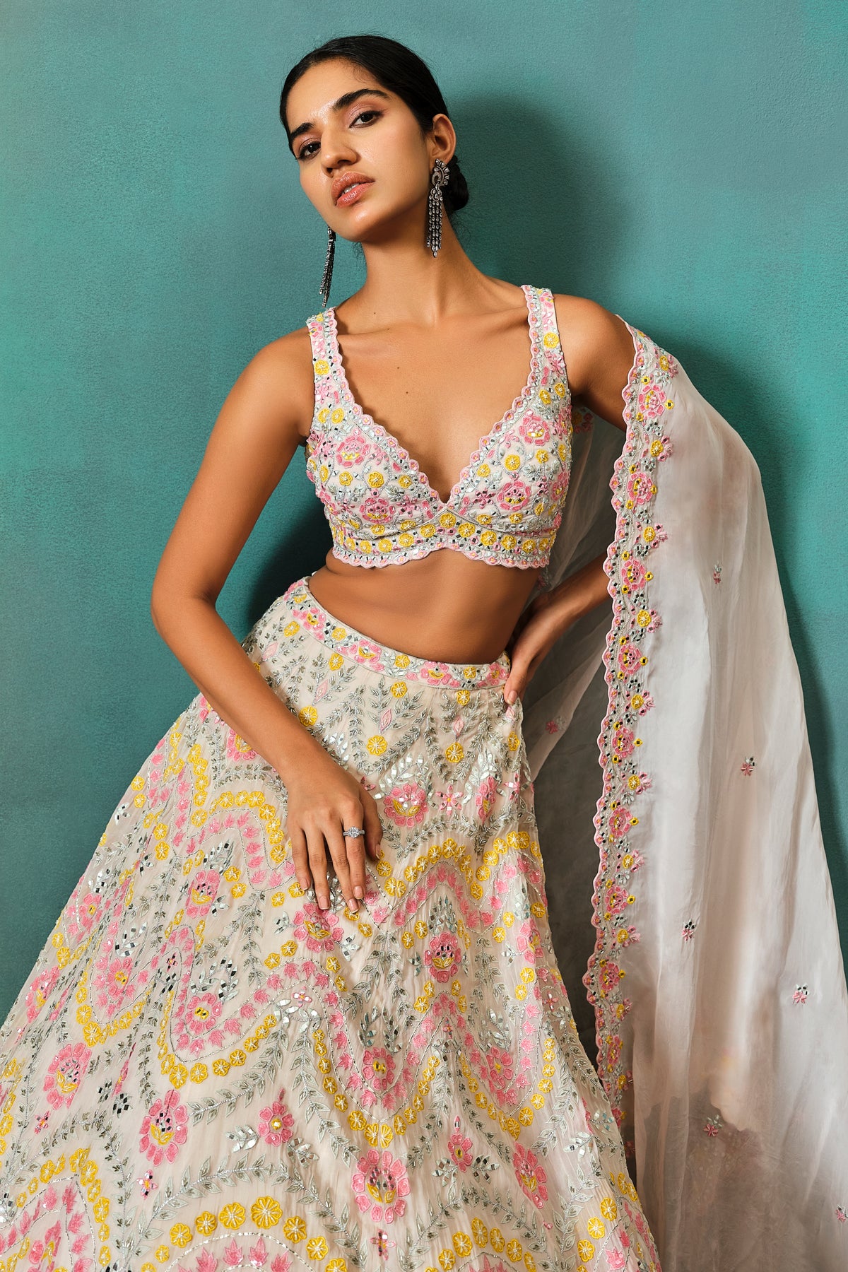 Pastel Applique Highlight Lehenga Set