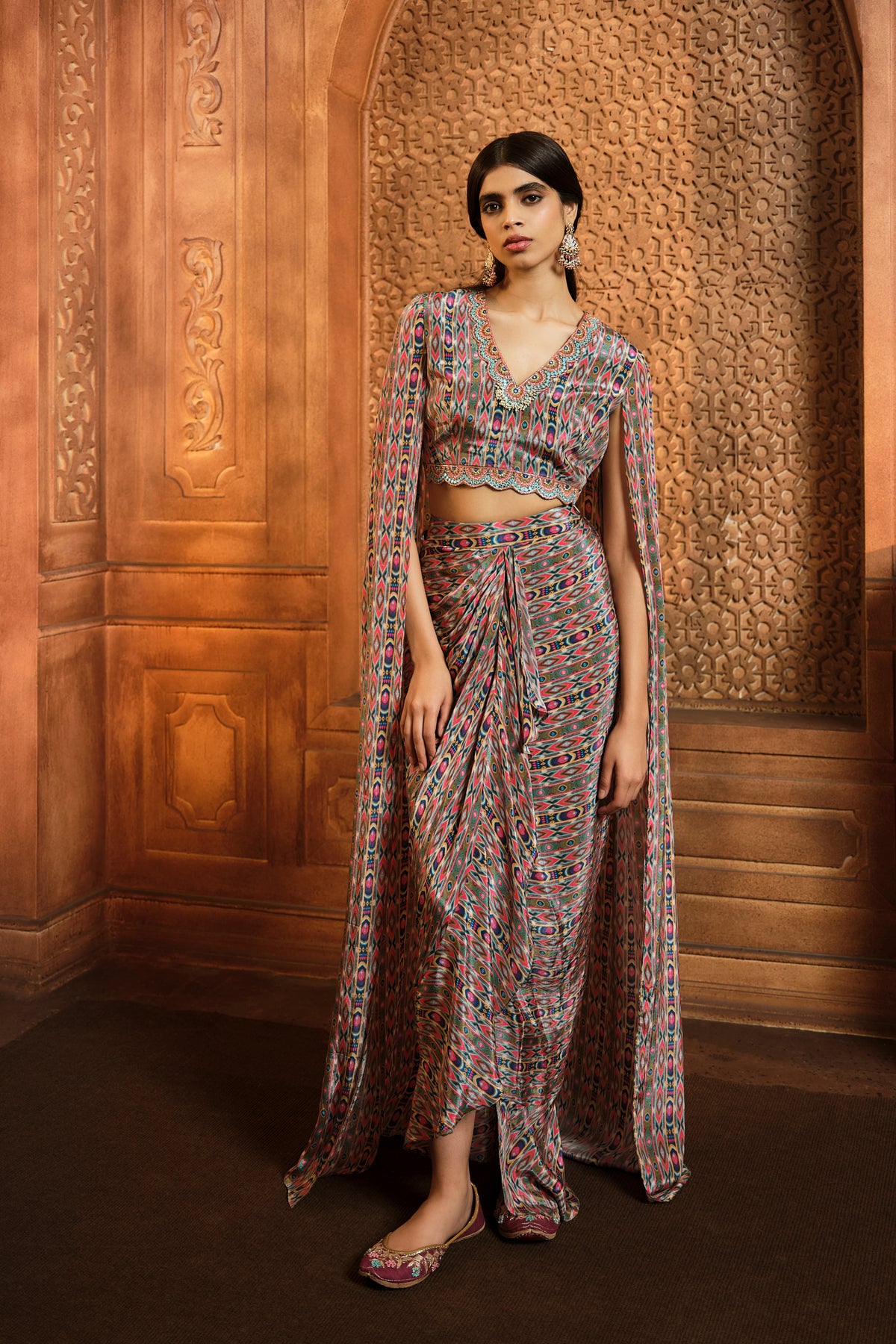 Olive Green Stripes Print Co-ord Set