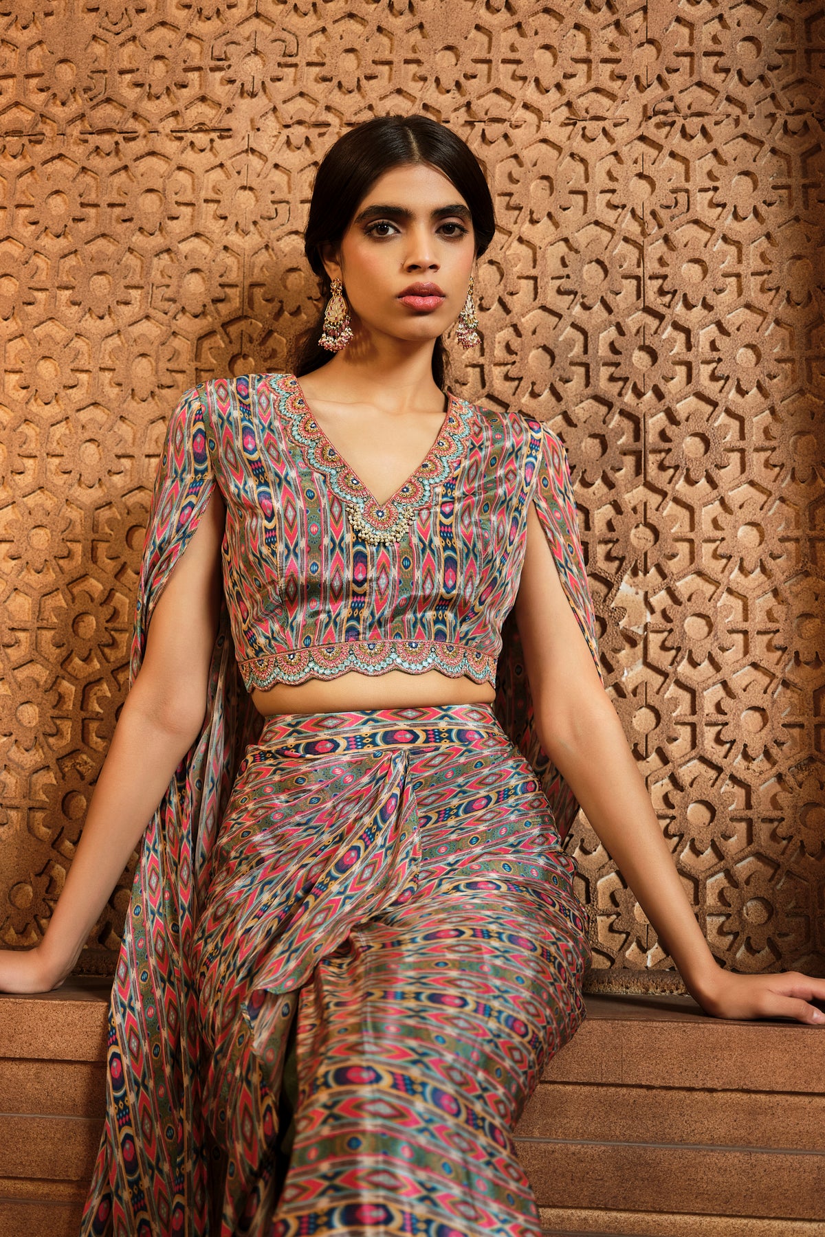 Olive Green Stripes Print Co-ord Set