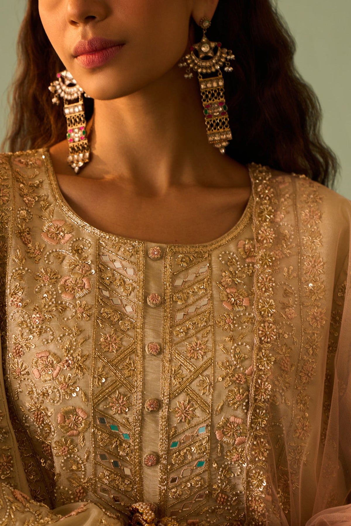 Gold Tissue Choga Set