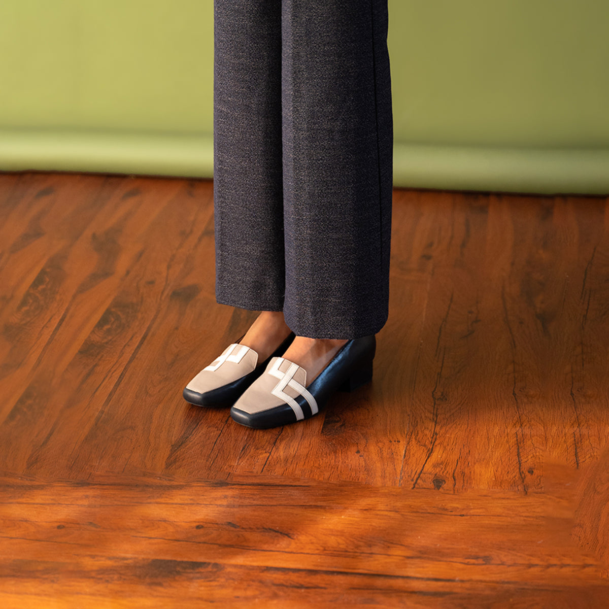 Blue,grey&amp;white 1 Inches Loafers