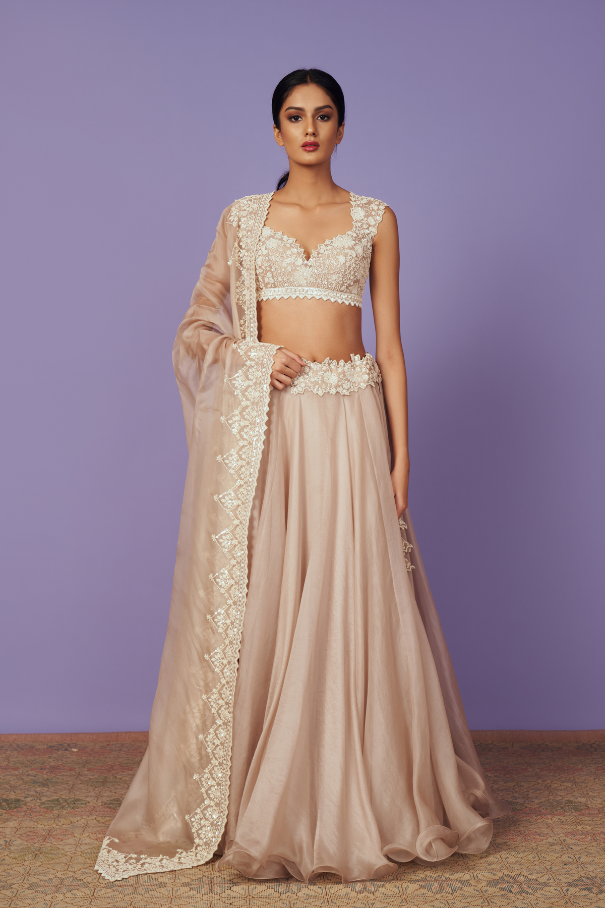 Maryul Coral Lehenga Set