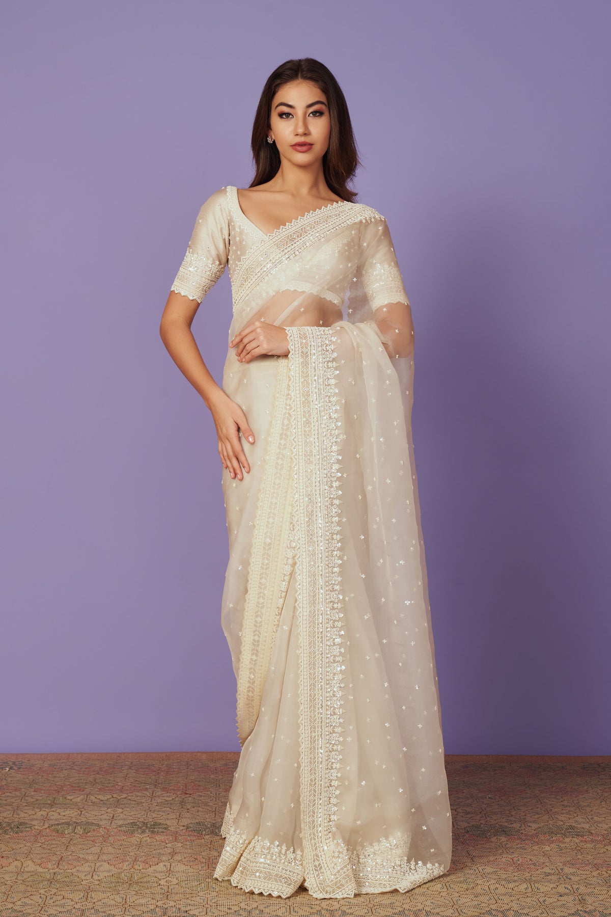 Saahira Ivory Saree Set