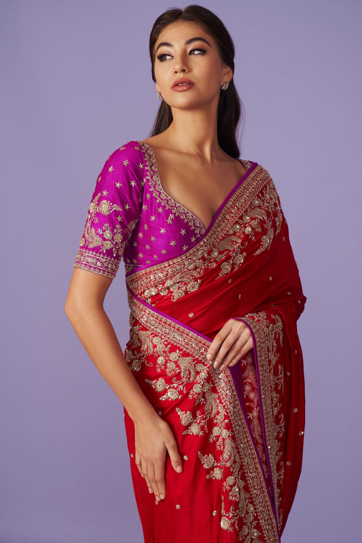 Astra Red Saree Set