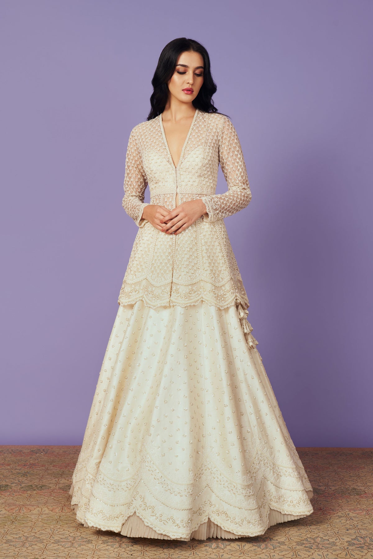 Ivory Mughal Pearl Jacket Set