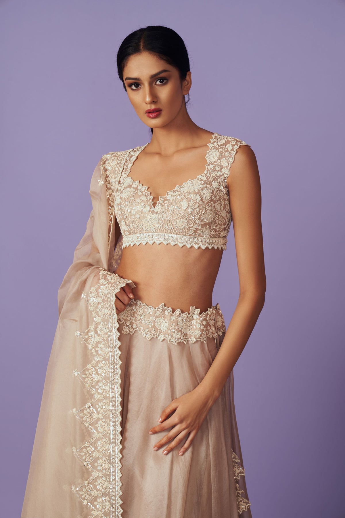 Maryul Coral Lehenga Set