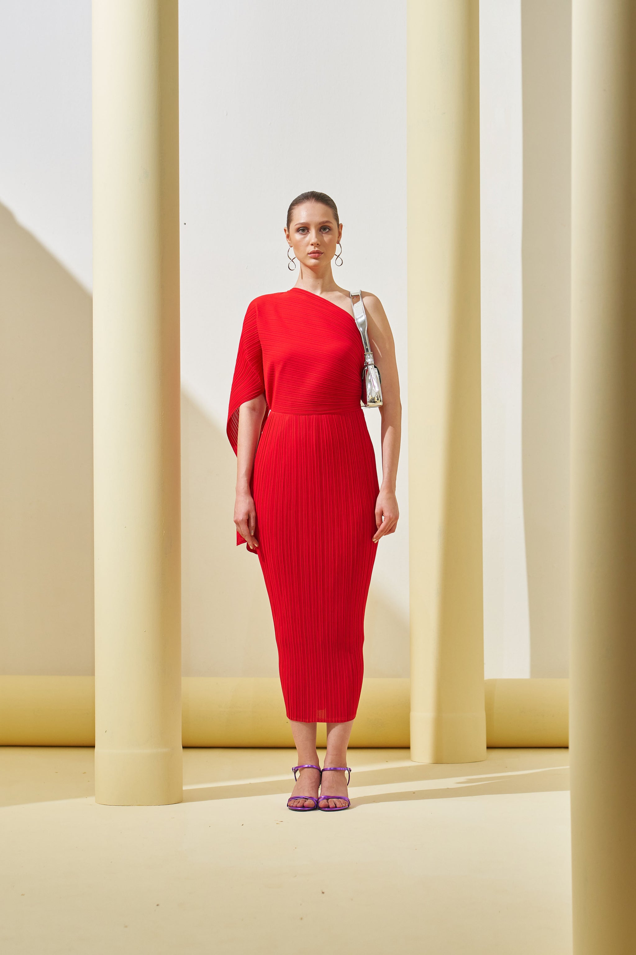 pleats by aruni dress Buy Red Beads High Neck Irenia A-line Textured Dress For Women by Pleats By Aruni Online at Aza Fashions