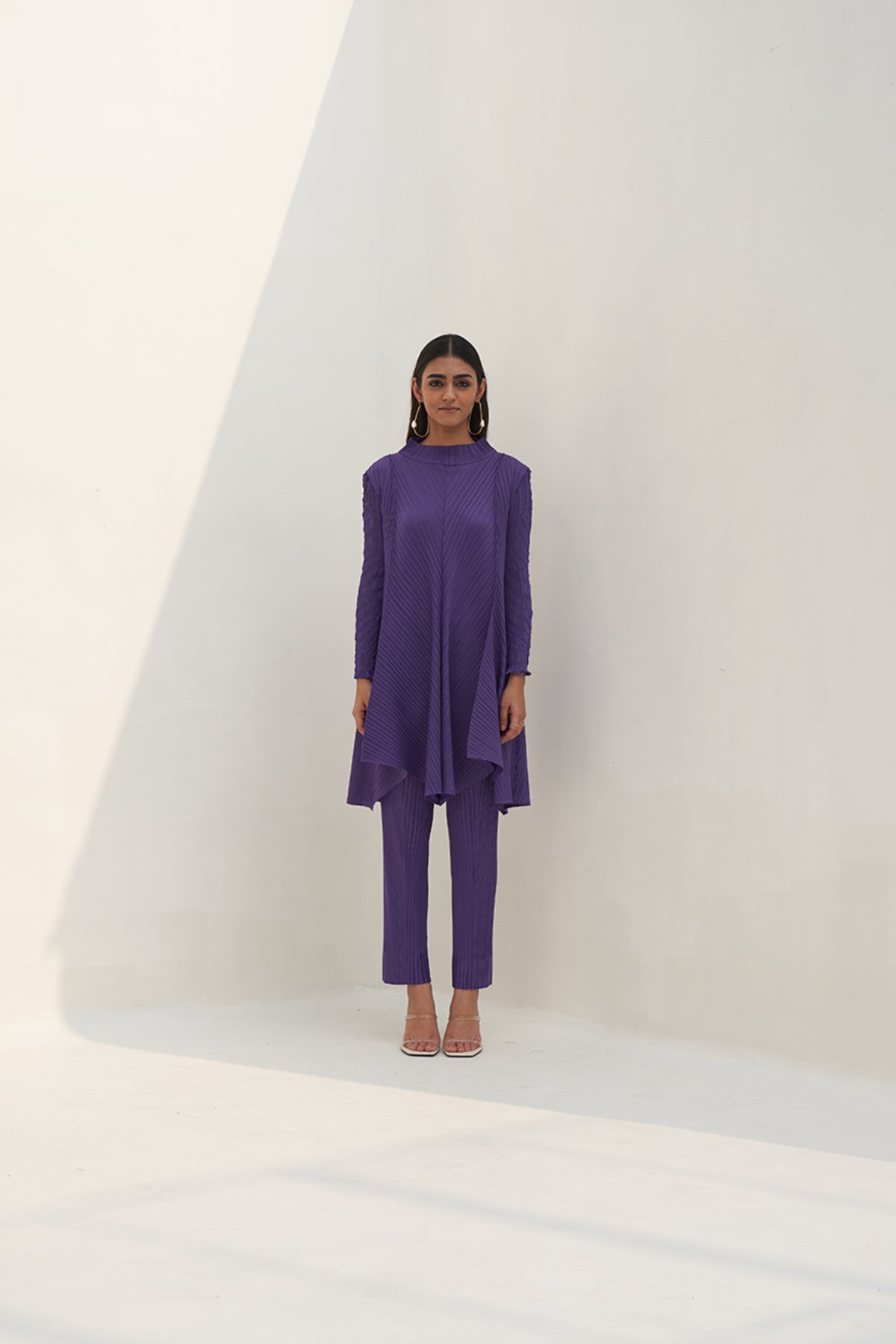 Purple Crushed Sleeves Co-ord Set