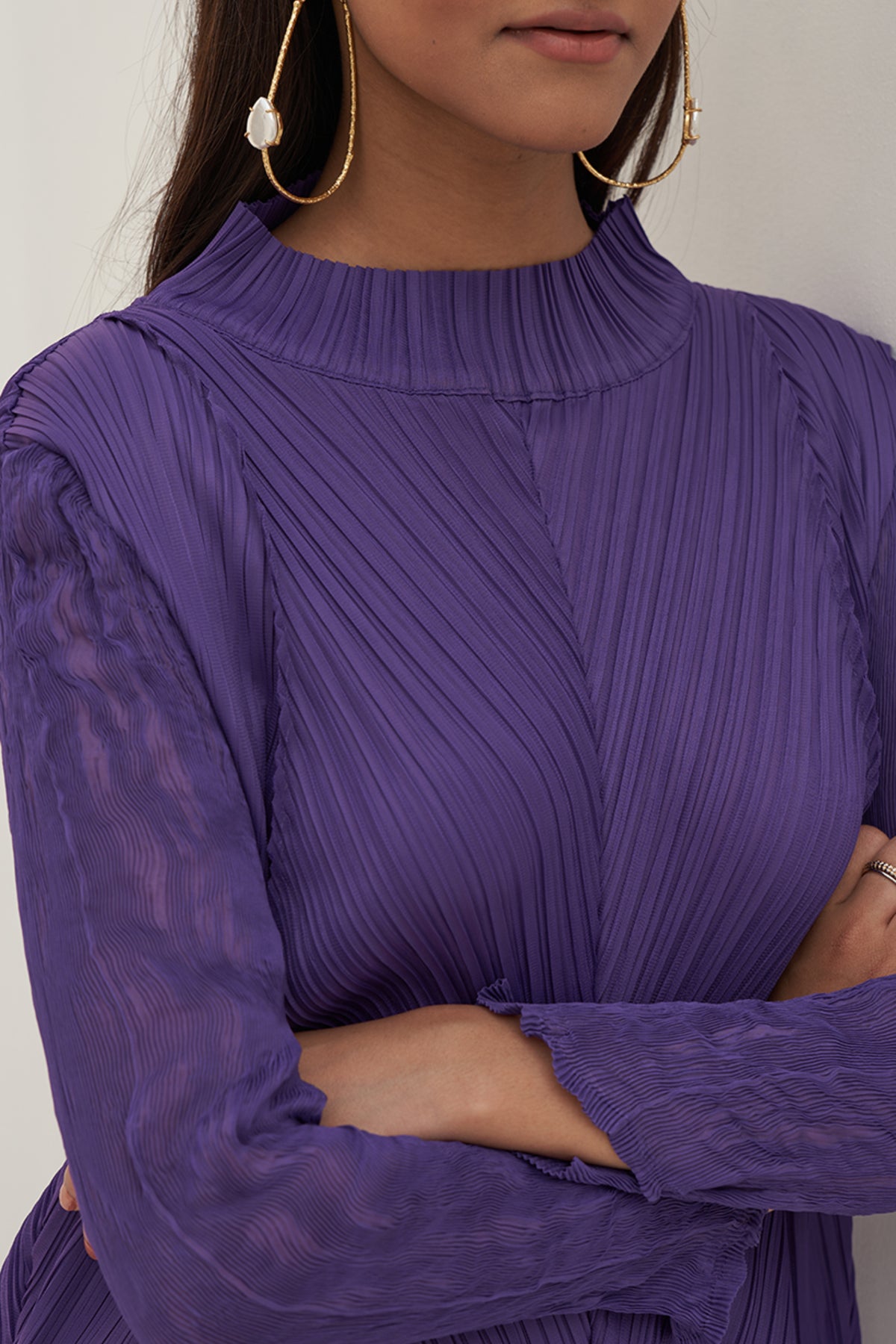 Purple Crushed Sleeves Co-ord Set
