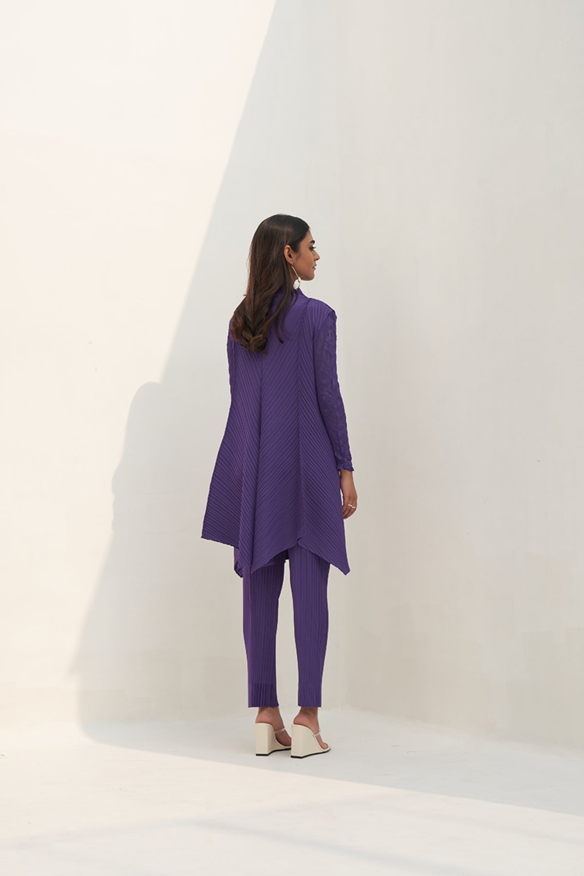 Purple Crushed Sleeves Co-ord Set
