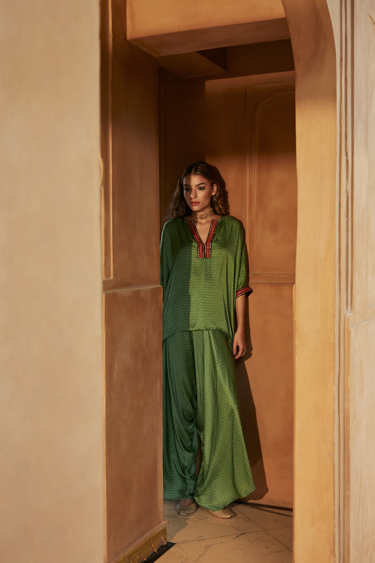 Green Kaftan And Dhoti