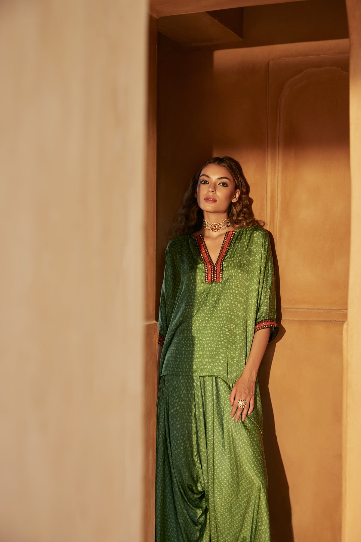 Green Kaftan And Dhoti