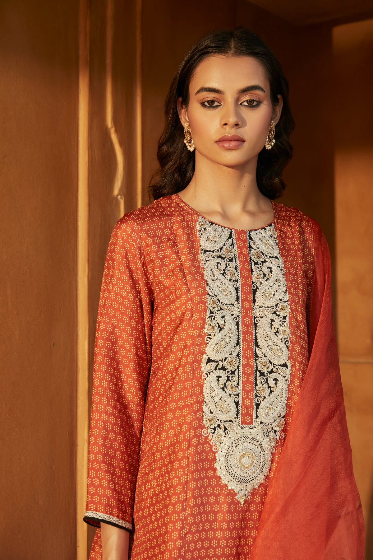 Silk Brick Kurta Set