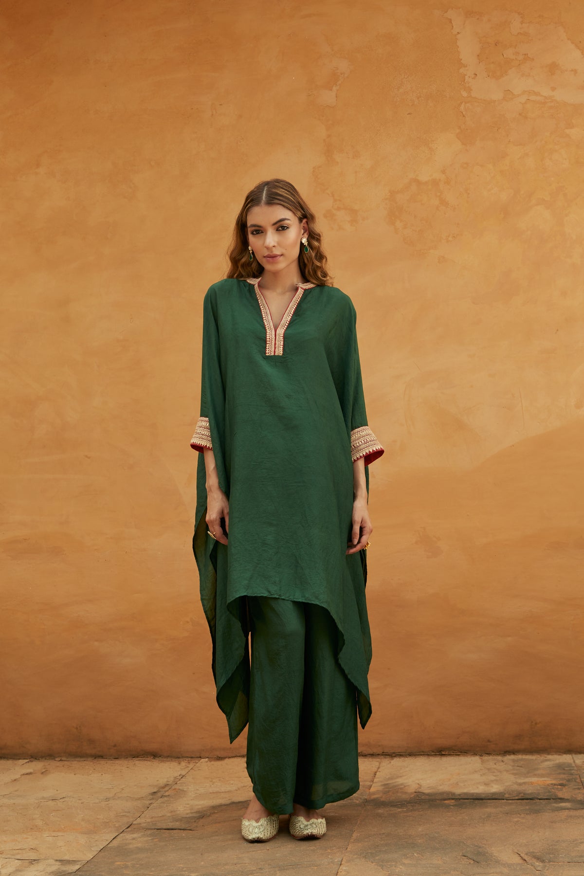 Green Long Kaftan Set