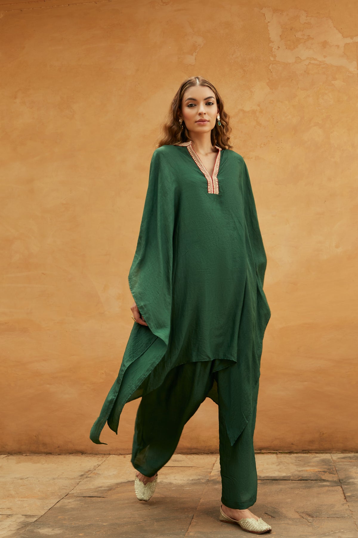 Green Long Kaftan Set