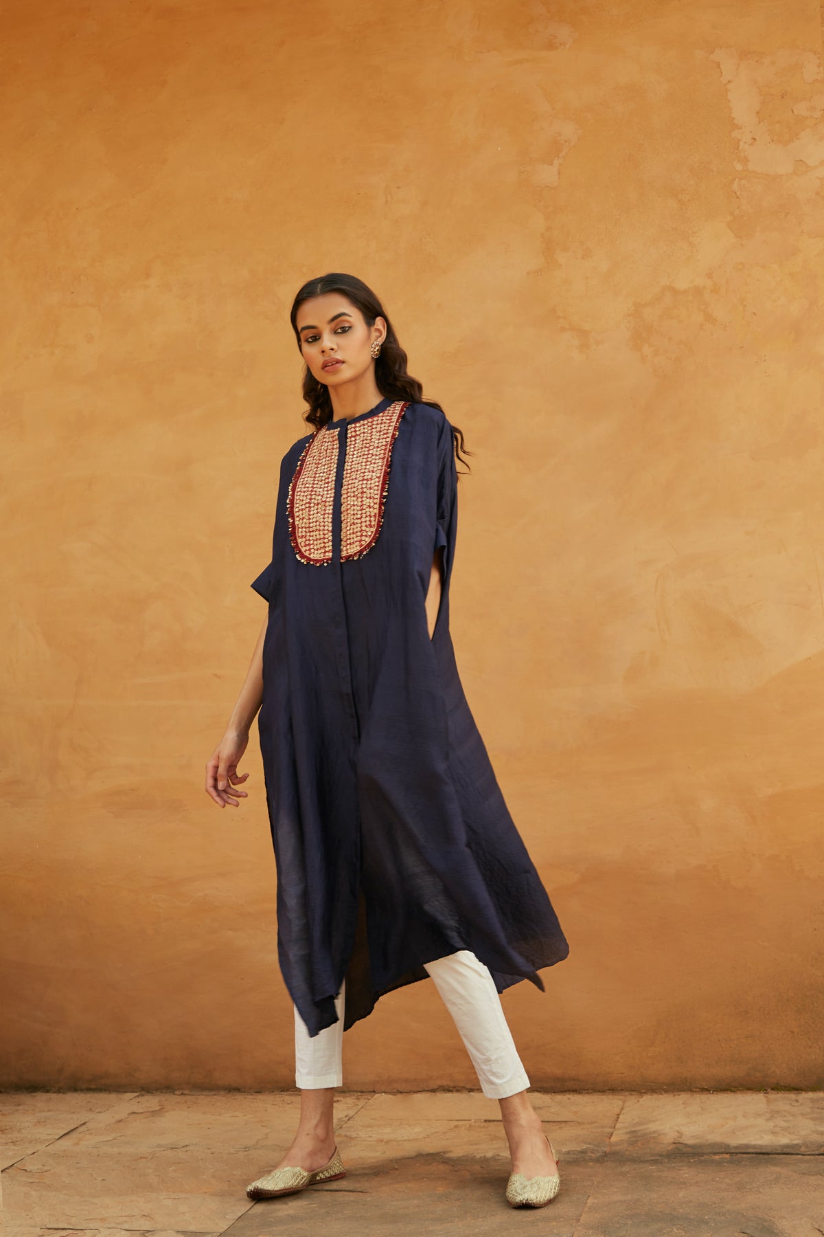 Blue Silk Kaftan Set