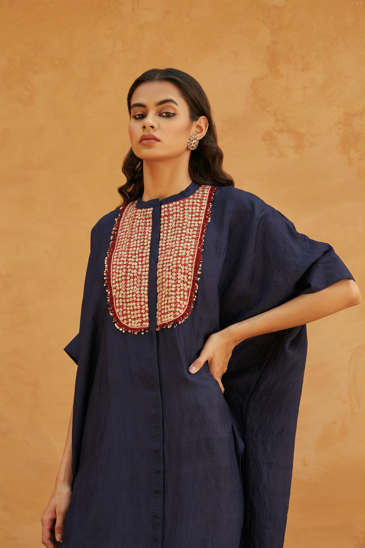 Blue Silk Kaftan Set