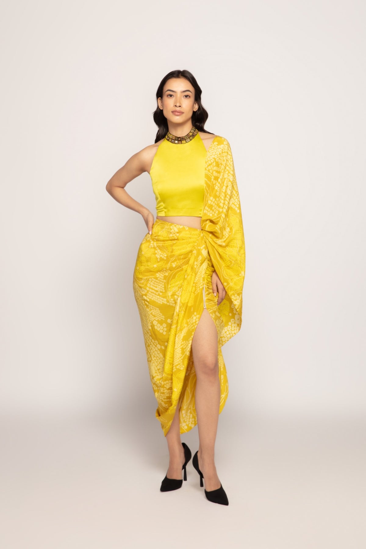 Halter Blouse With Periwinkle Skirt