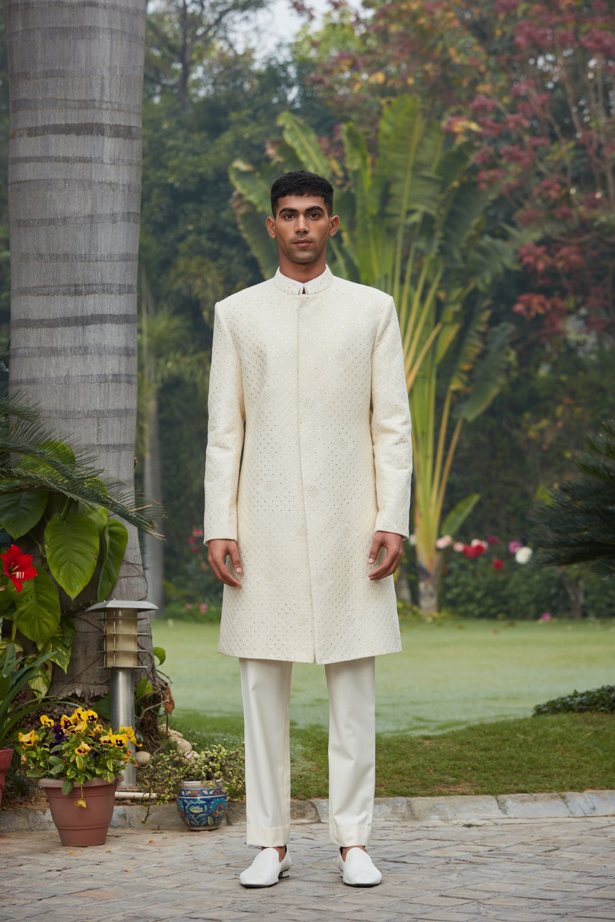 Adyat Chikankari Achkan Jacket Set