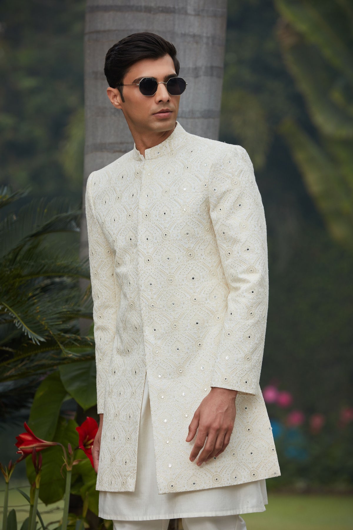 Ahim Chikankari Achkan Jacket Set