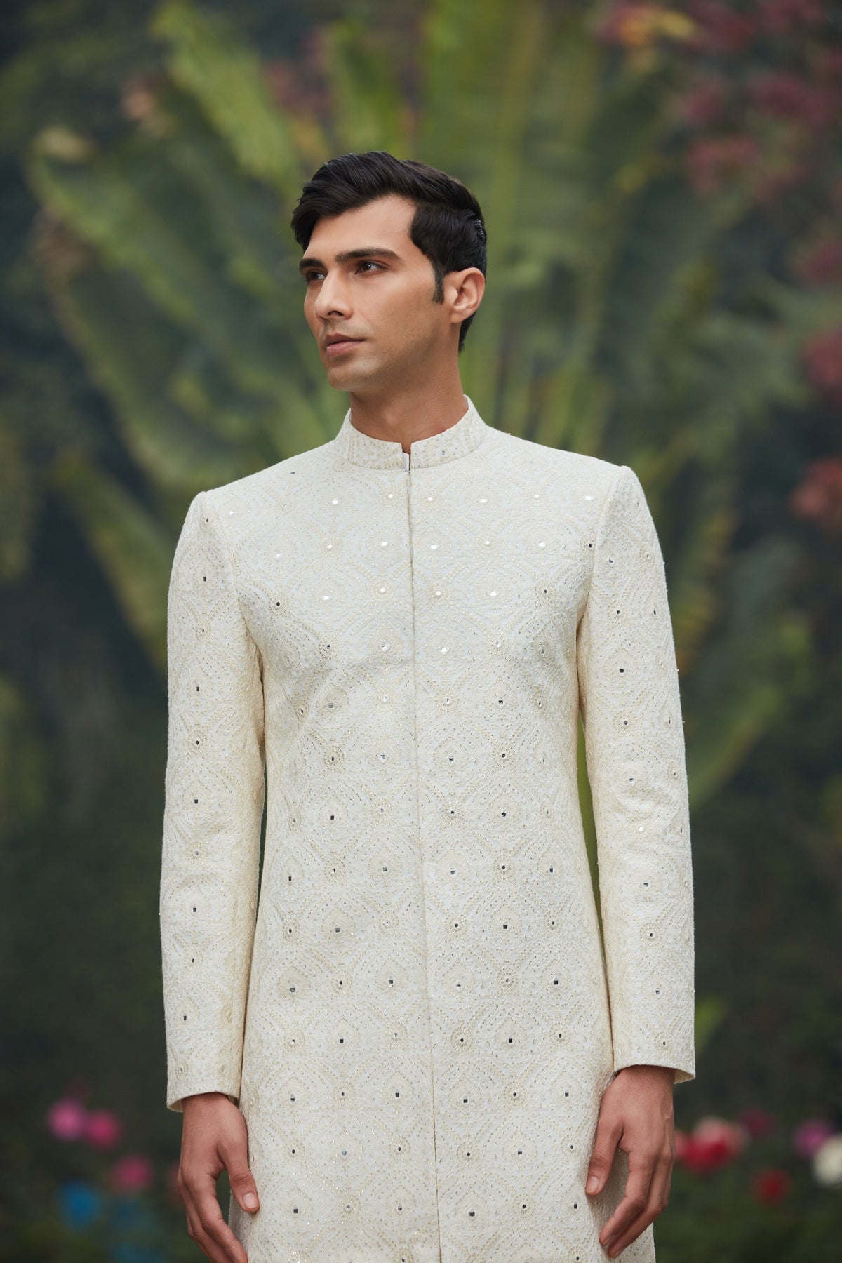 Ahim Chikankari Achkan Jacket Set