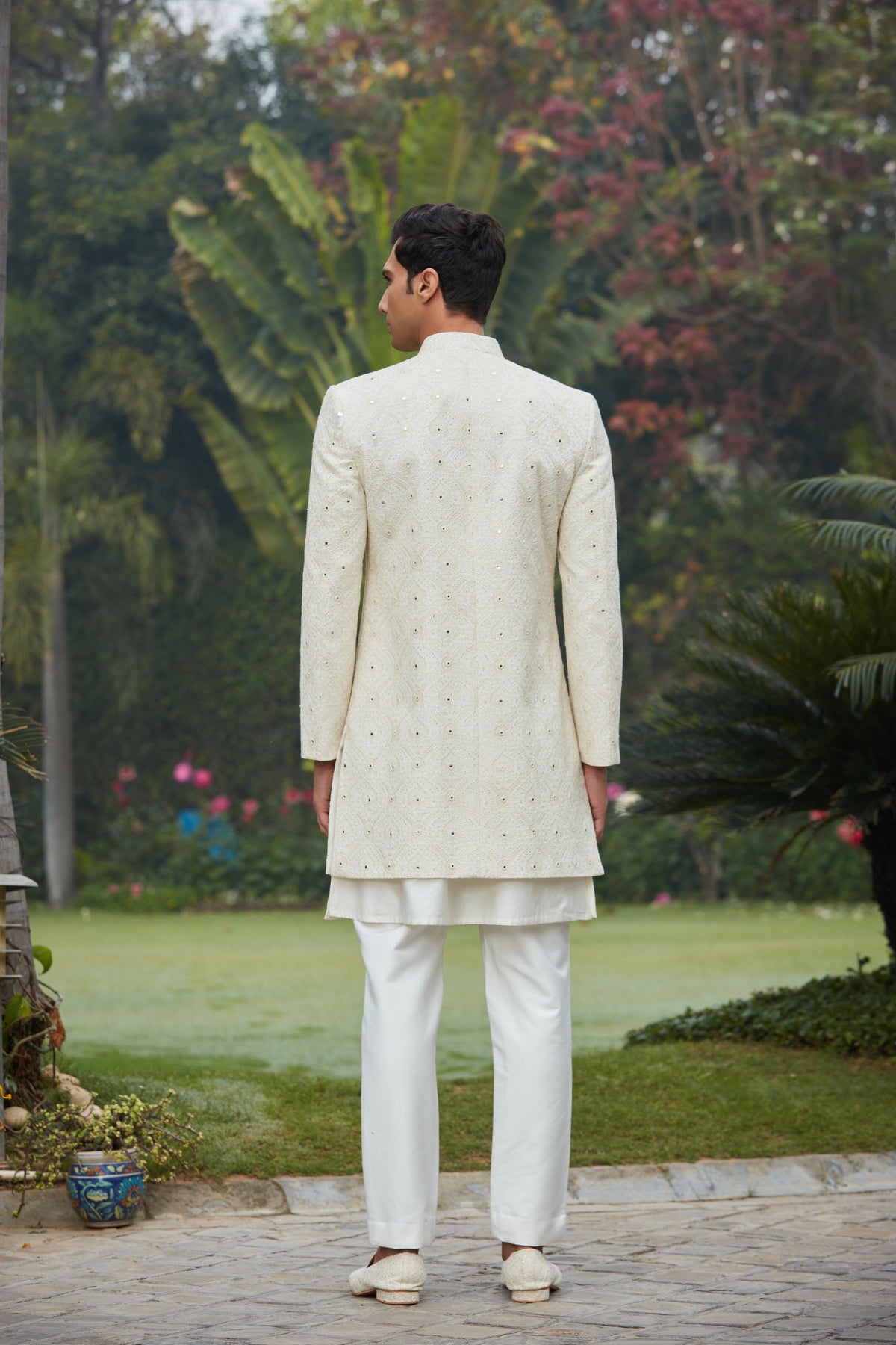 Ahim Chikankari Achkan Jacket Set