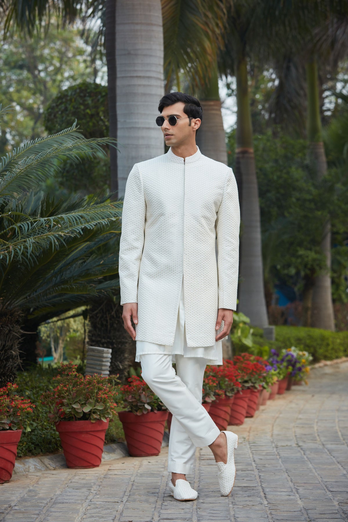 Rak?a Chikankari Achkan Jacket Set
