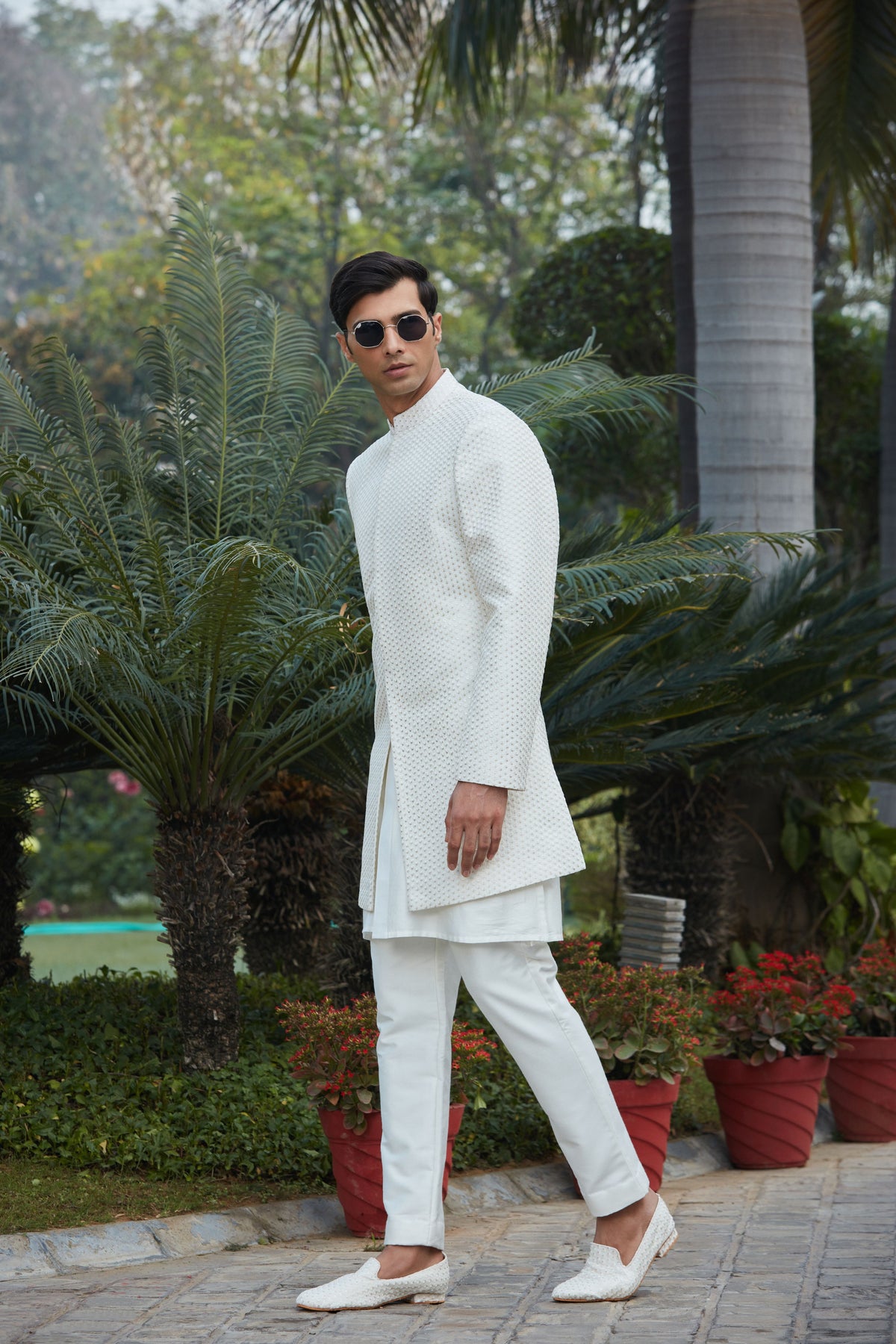 Rak?a Chikankari Achkan Jacket Set