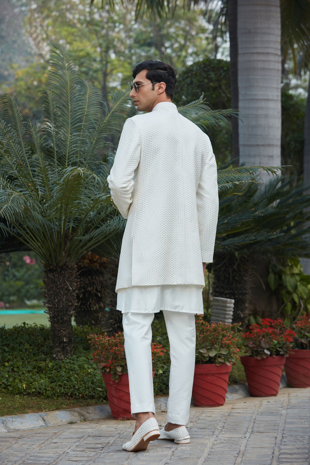 Rak?a Chikankari Achkan Jacket Set