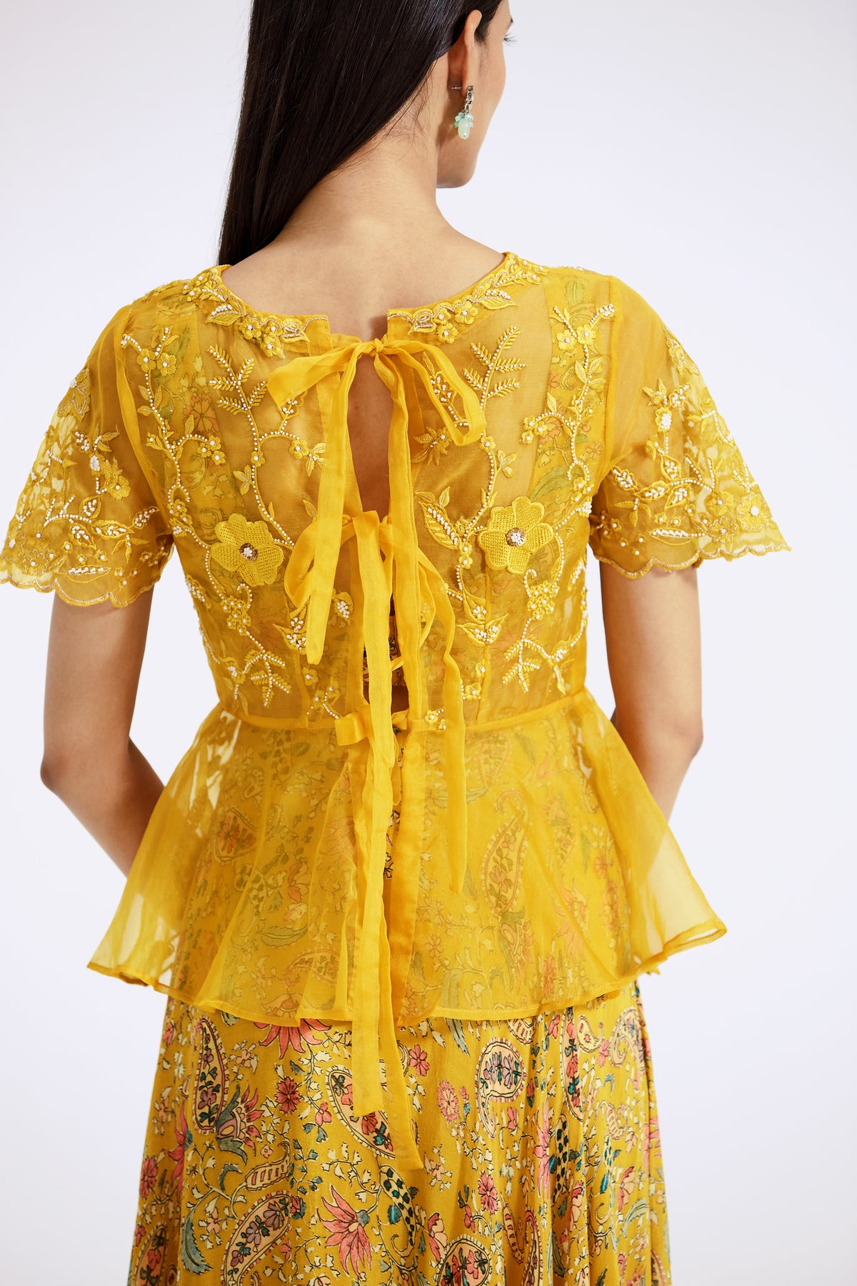Yellow Embroidered Skirt Set