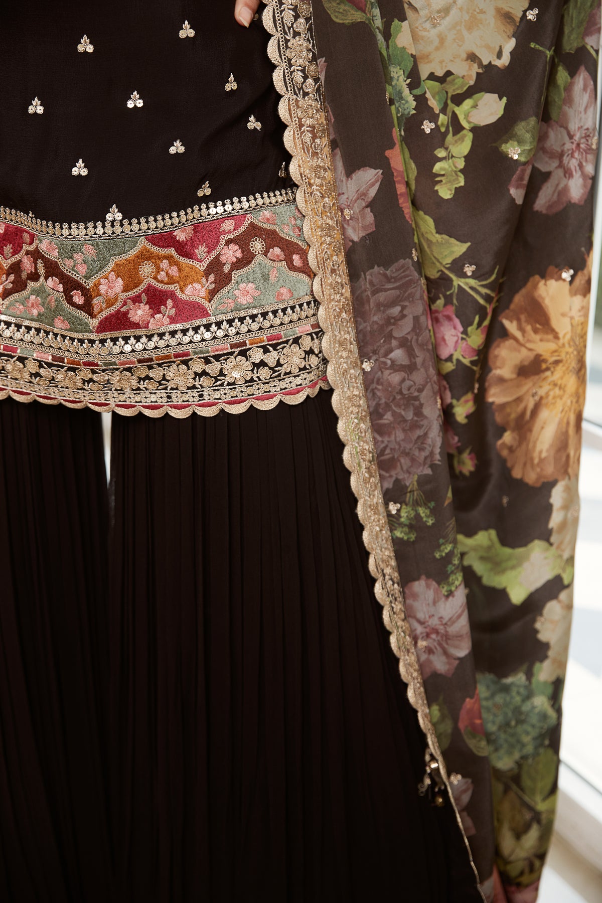 Black Georgette Sharara Set