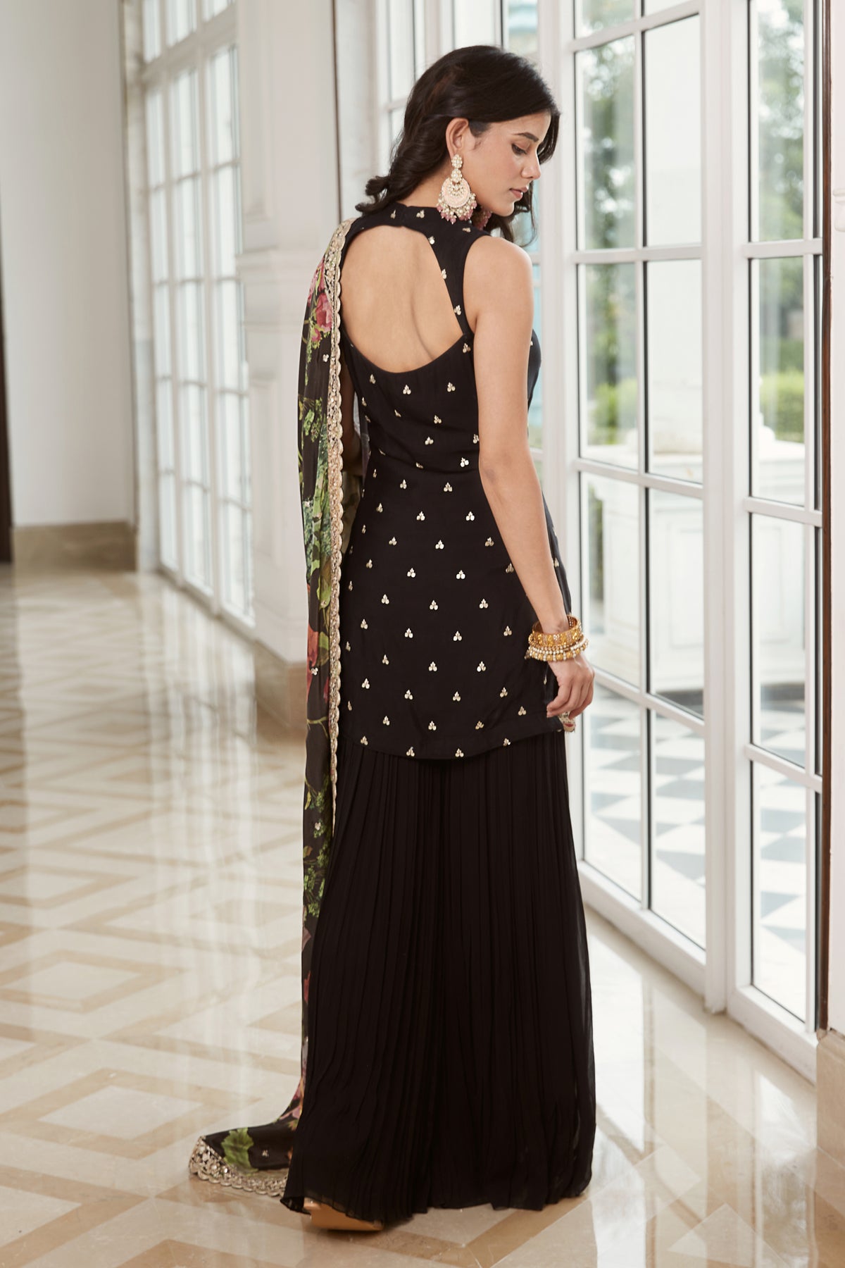 Black Georgette Sharara Set