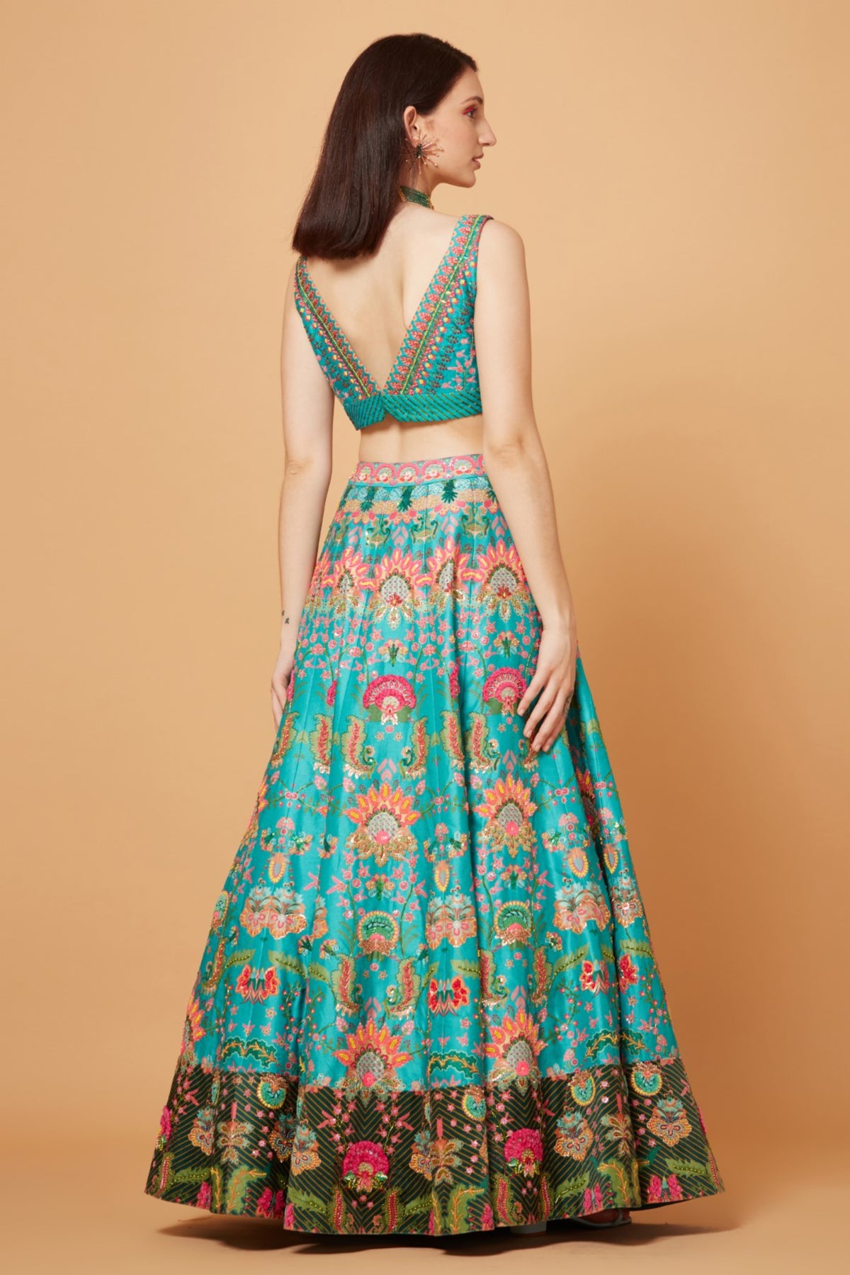 Sea Green Embroidered Lehenga Set
