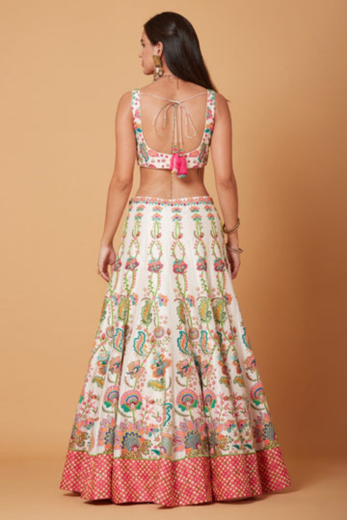 Blush Ivory Floral Embroidered Lehenga Set