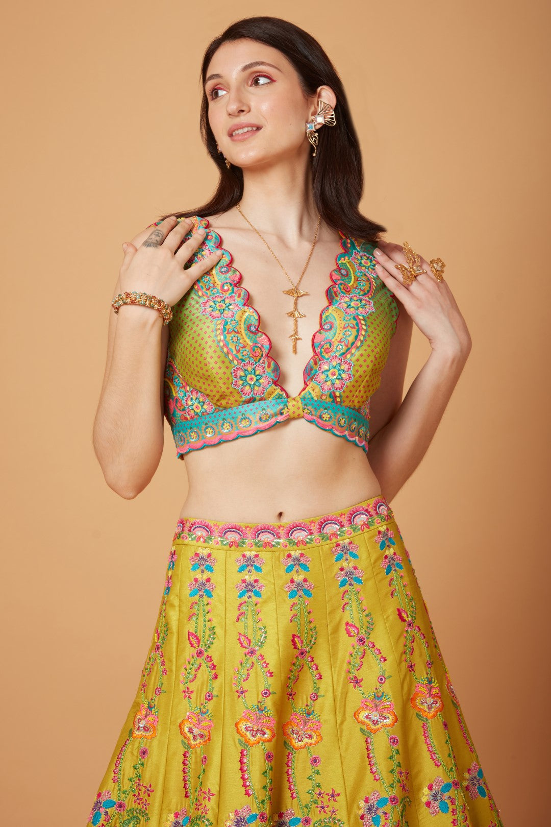 Signature Yellow Floral Embroidered Lehenga Set