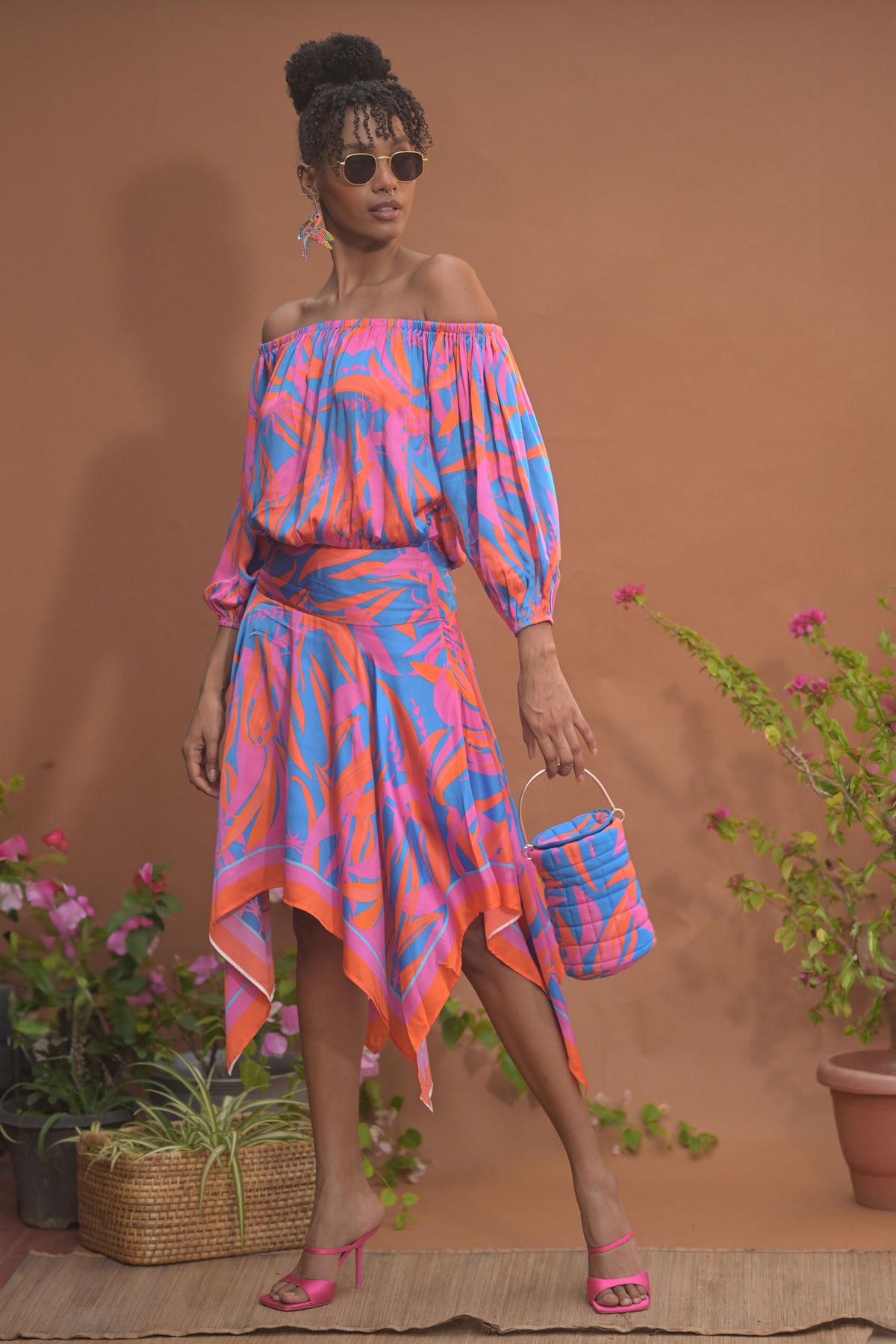Leila Off shoulder Handkerchief Dress