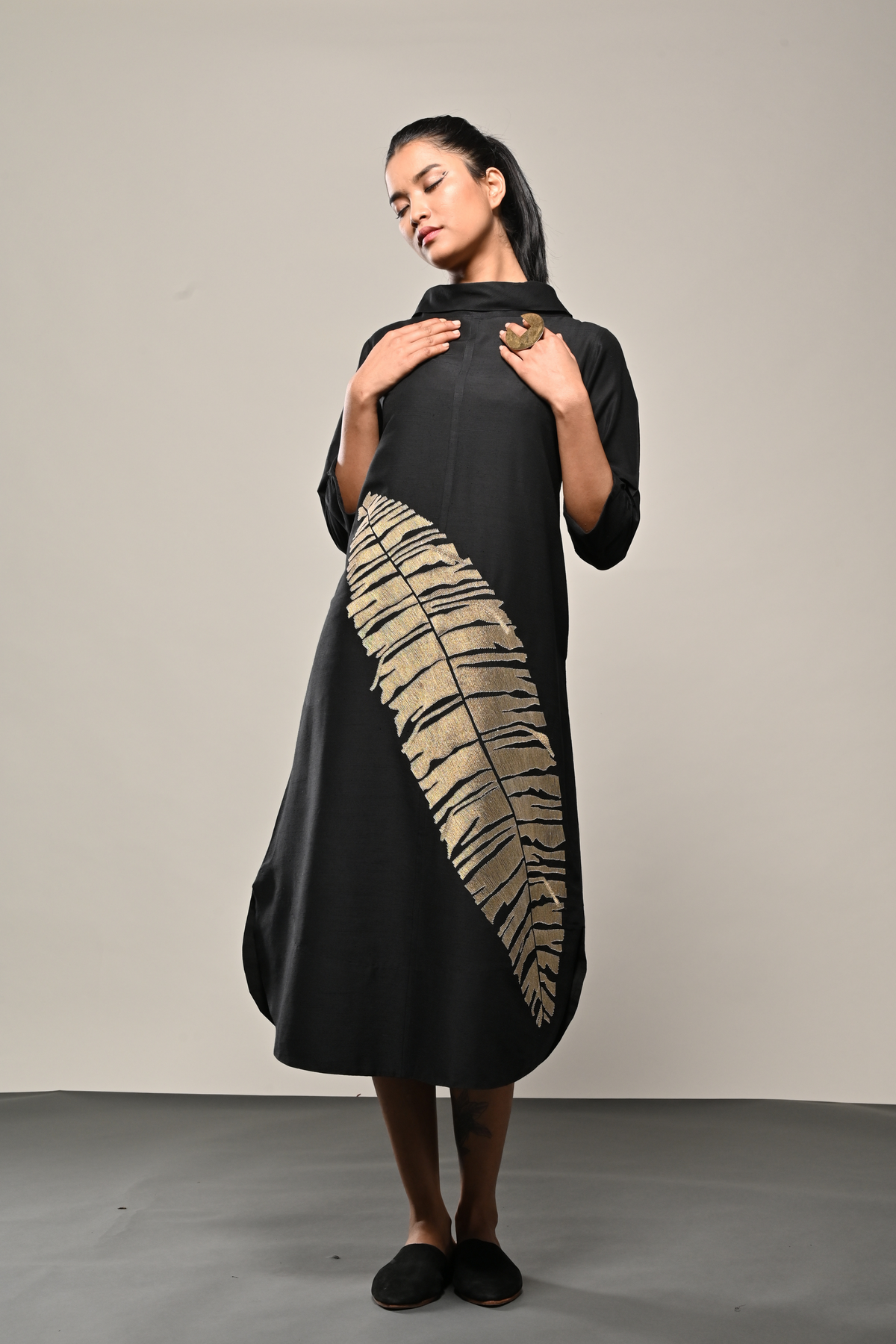 Gold Leaf Banana Leaf Dress