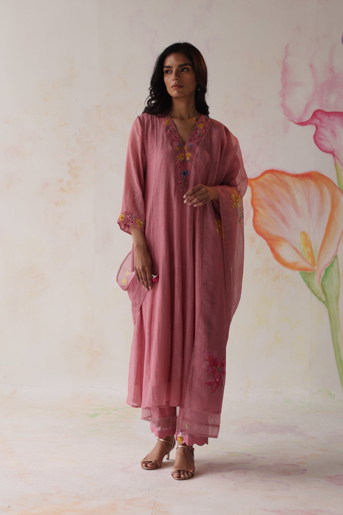 Kinza Peach Pink Kurta Set