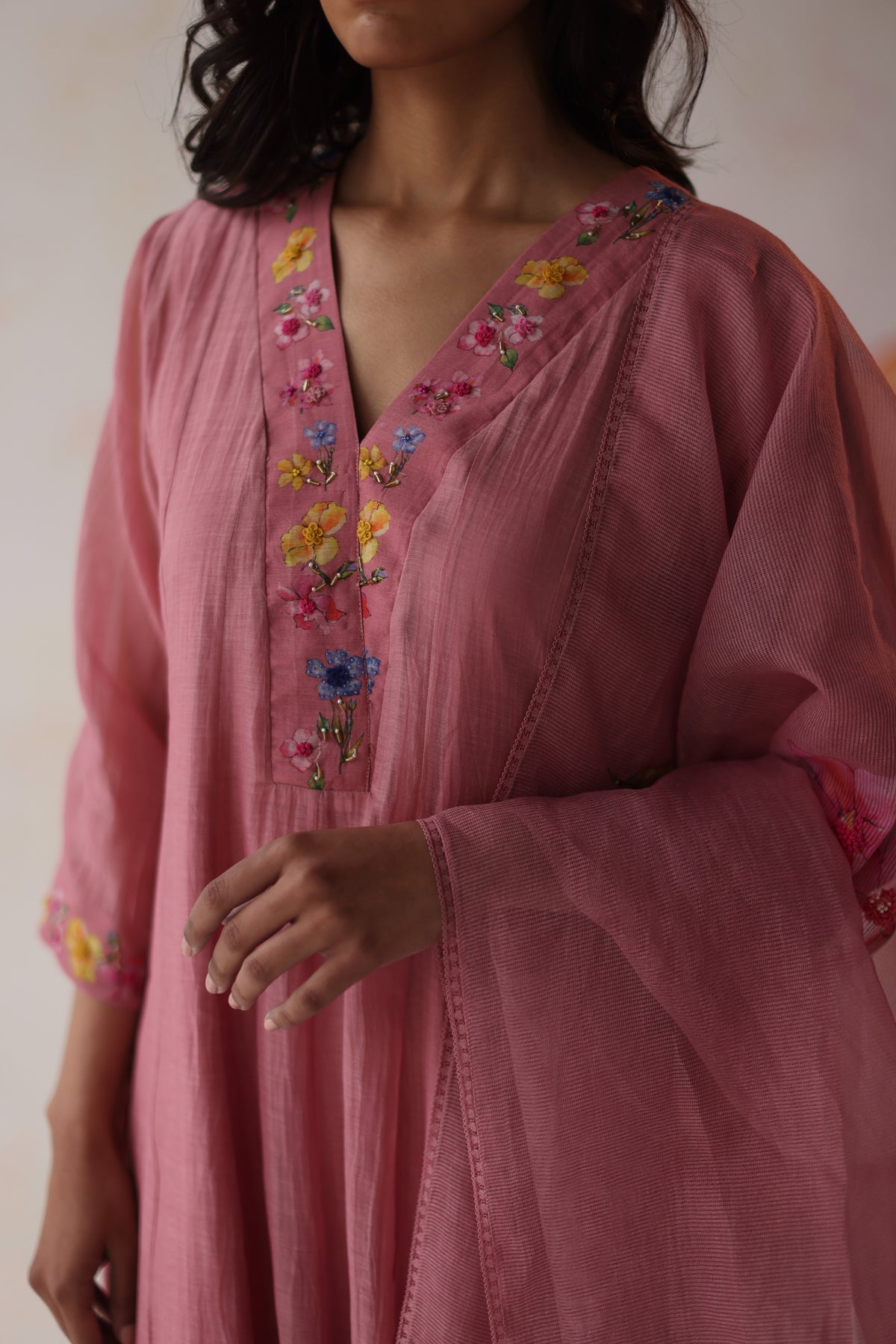 Kinza Peach Pink Kurta Set