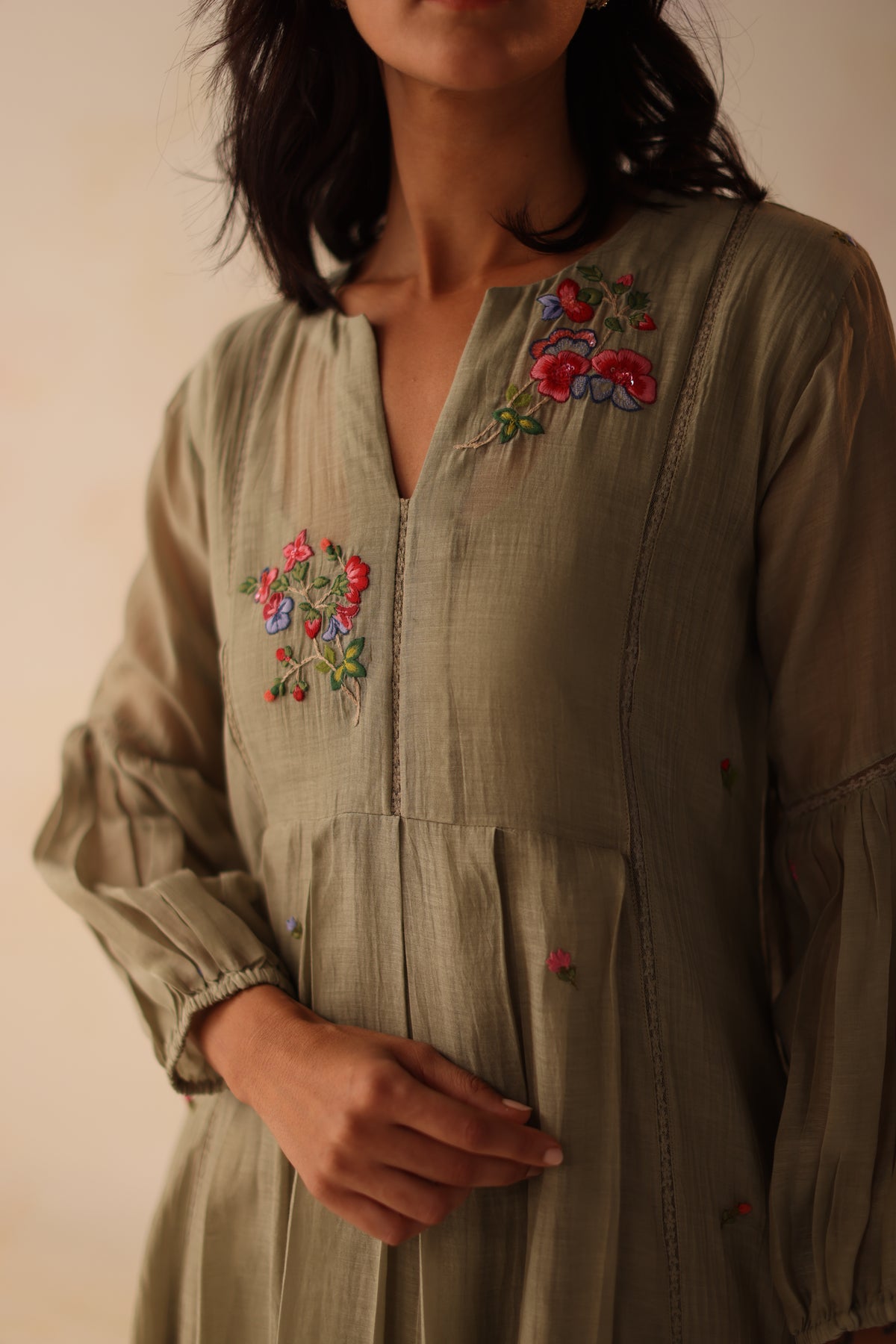 Chinaar Olive Kurta Set