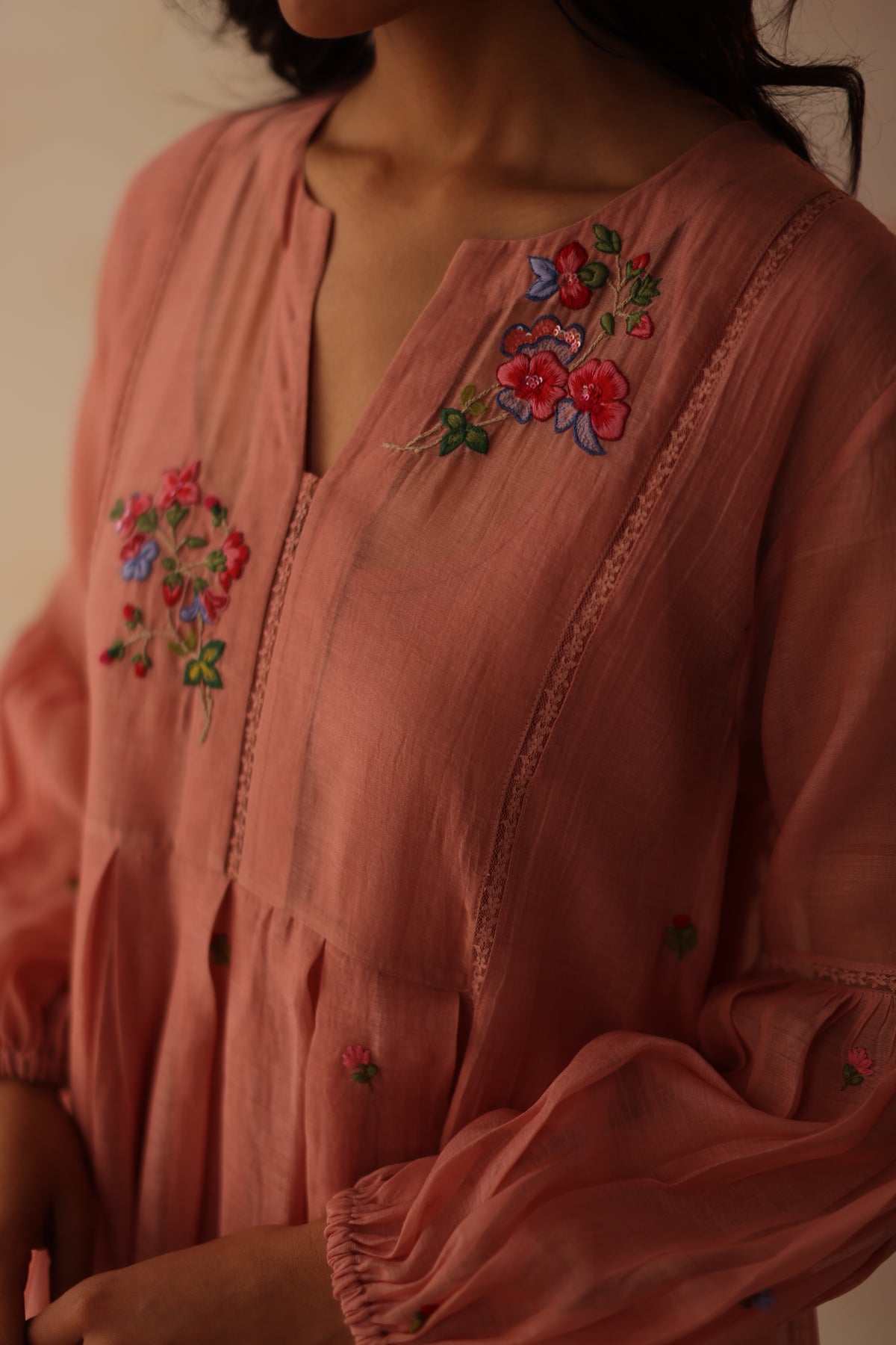 Chinaar Peach Kurta Set