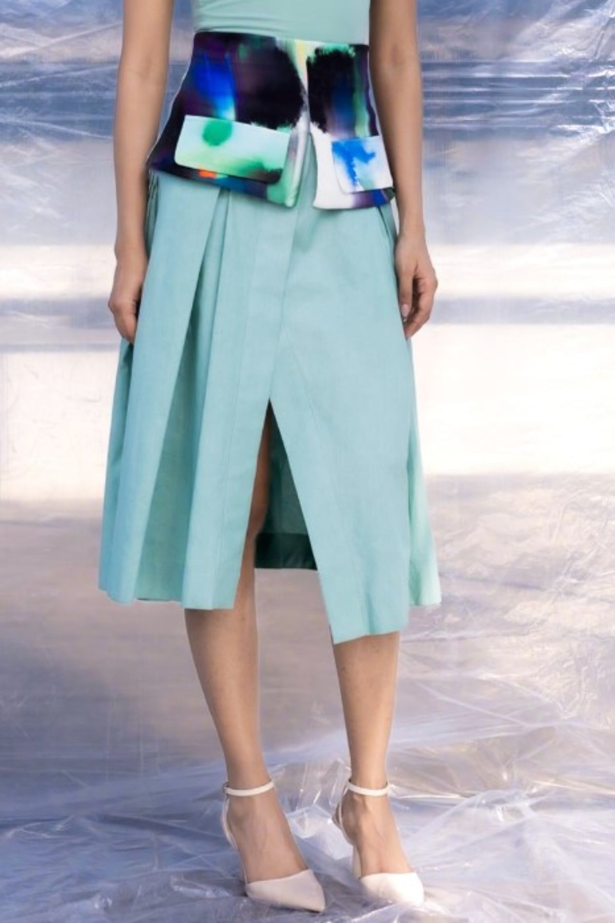 Rain Belted Pleated Skirt