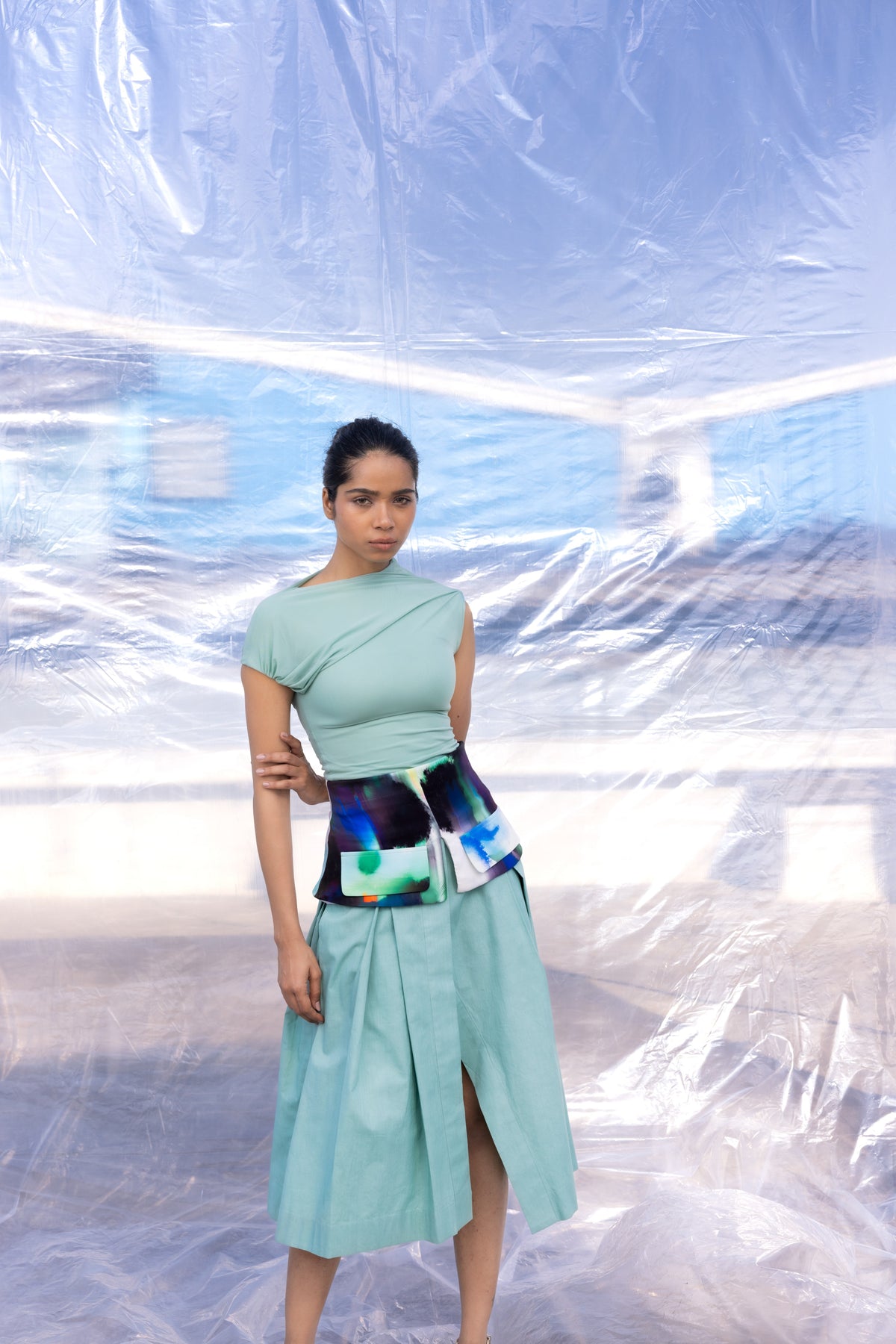 Rain Belted Pleated Skirt
