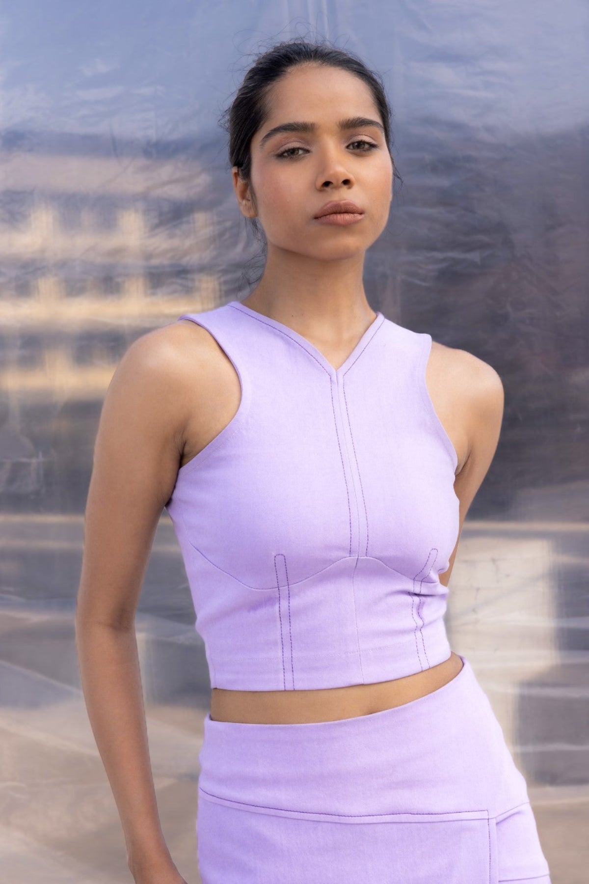Lilac Denim Armor Top