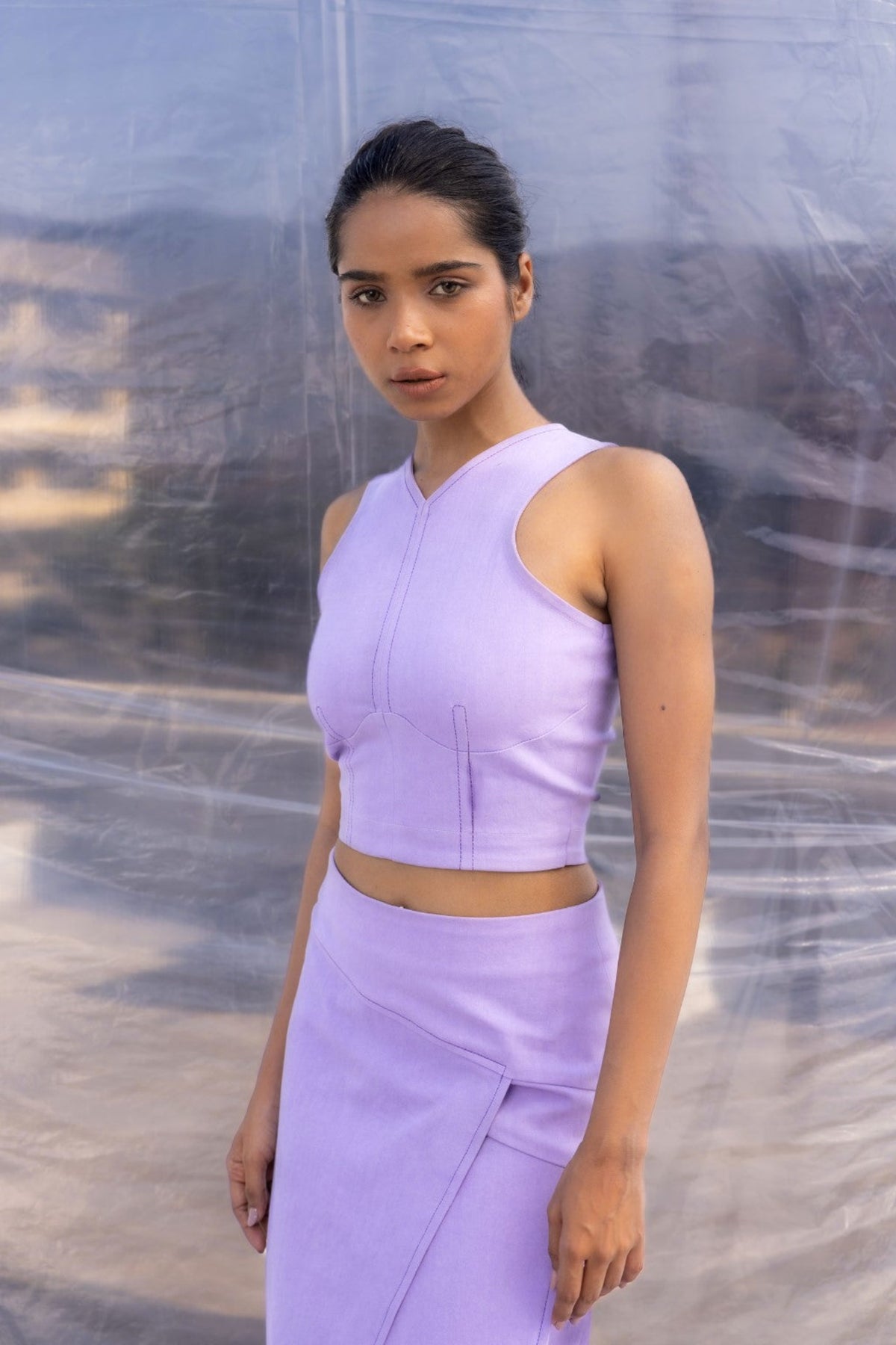 Lilac Denim Armor Top
