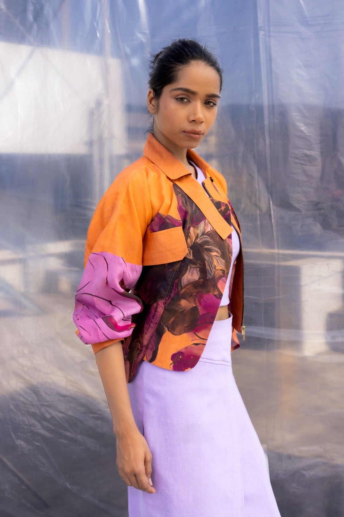 Dahlia Silk Biker Jacket