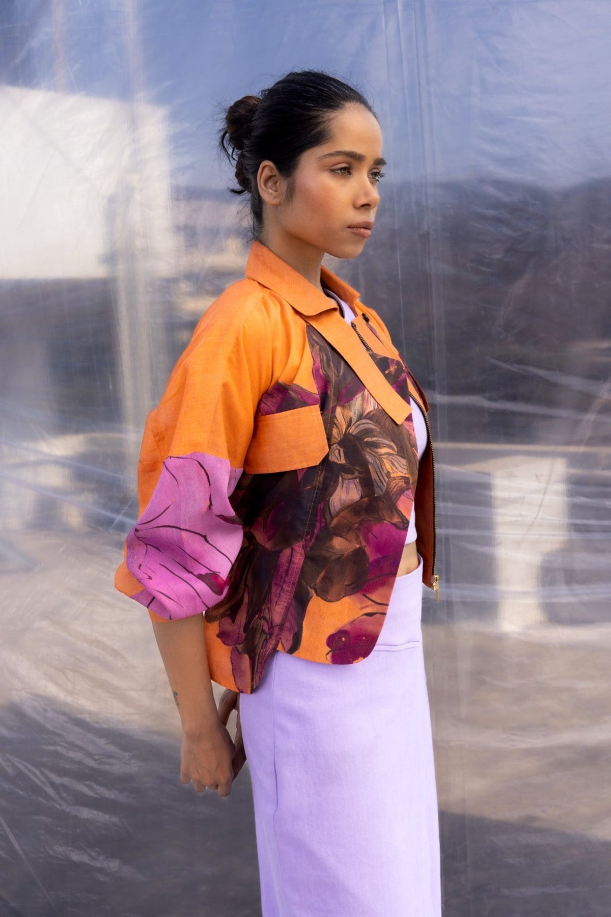 Dahlia Silk Biker Jacket