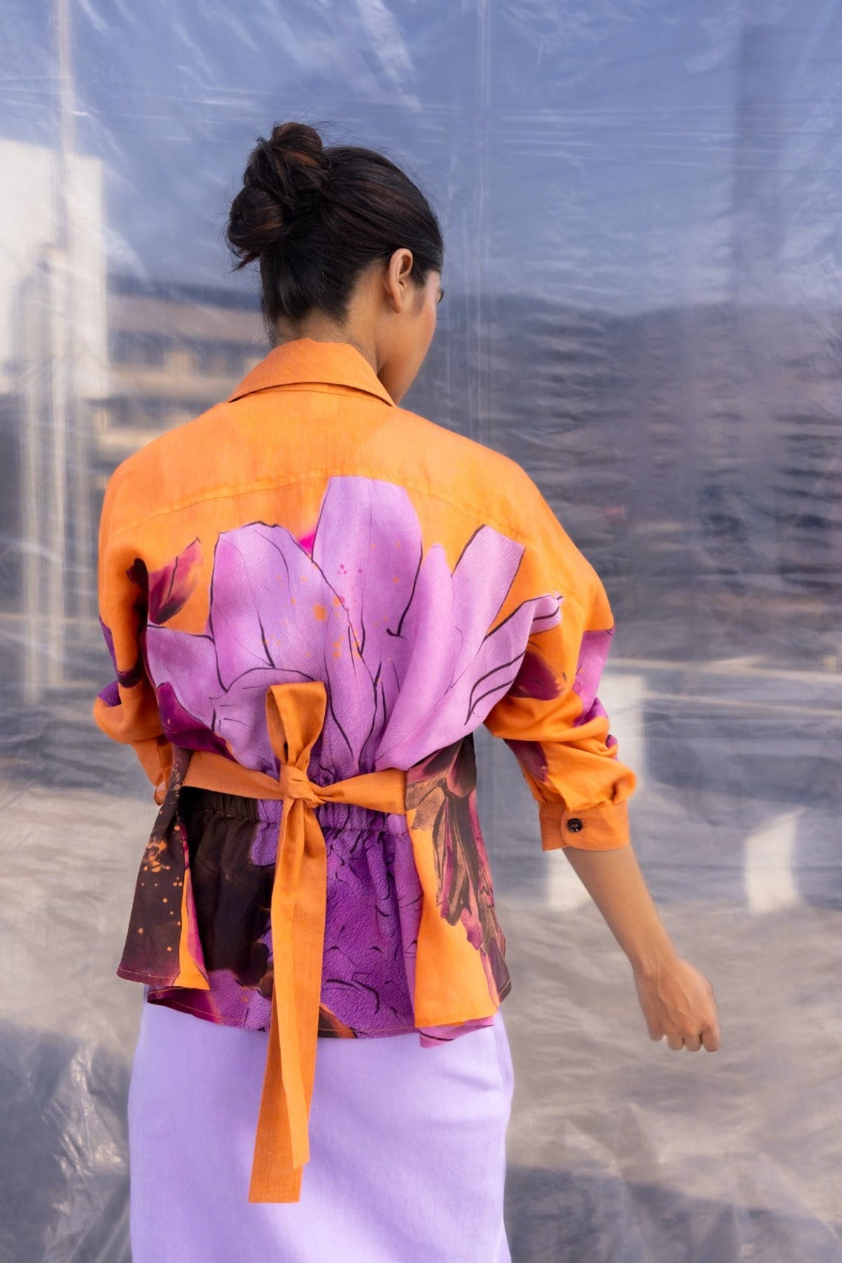 Dahlia Silk Biker Jacket